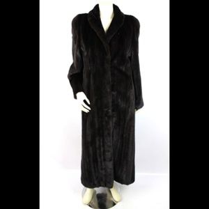Black Glama Brown Ranch Mink Fur Coat Size 12